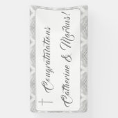 White Faux Satin Spandoek (Verticaal)