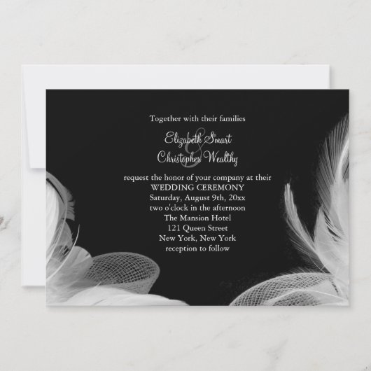 White Feathers 2 Wedding Invitation Kaart (Voorkant)