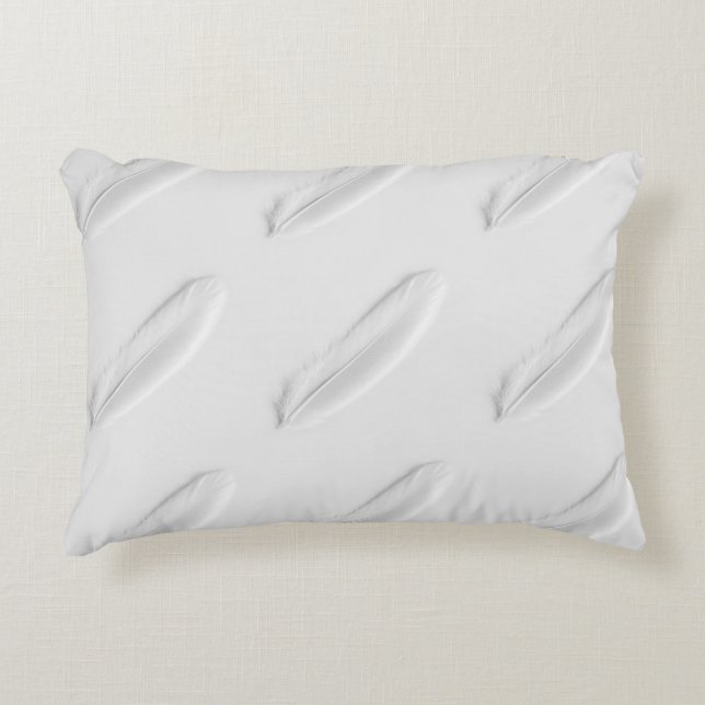 White Feathers Bird Elegant Pillow Accent Kussen (Voorkant)