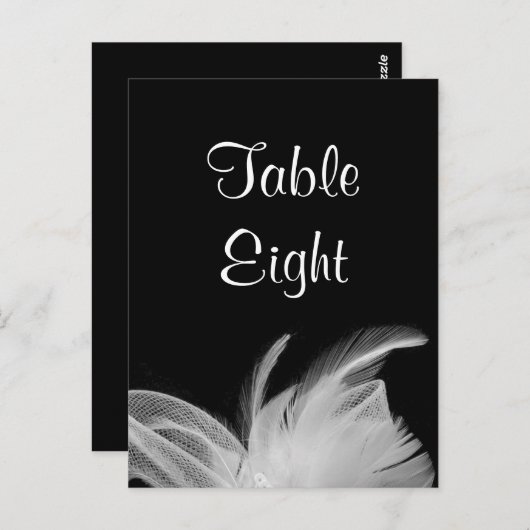 White Feathers Table Number Briefkaart (Voorkant / Achterkant)