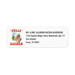 White Feliz Navidad Chili Uw adres bewerken Etiket