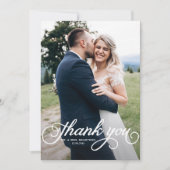 White Feminine Script Photo Weddenschap Bedankt (Voorkant)