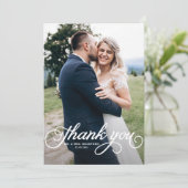 White Feminine Script Photo Weddenschap Bedankt (Staand voorkant)