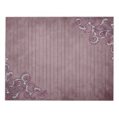 White Filigree on Distsed Burgundy-gelinkt papier Notitieblok (Voorkant)