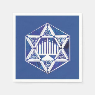 White filigree ster menorah Hanukkah Servet