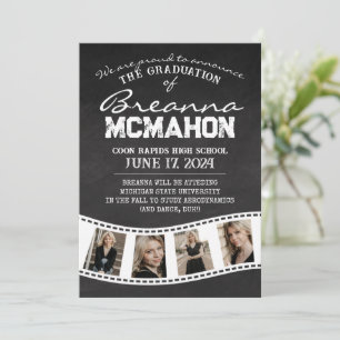 White Filmstrip Chalkboard Afstuderen Aankondiging