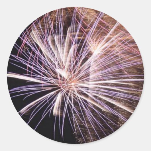 White Fireworks Ronde Sticker (Voorkant)