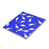 White Fish Blue Background Kapitein Zee Theme Tegeltje (Zijkant)
