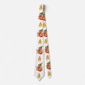 White Flame-Fighting Chili Character Pattern Stropdas (Voorkant)