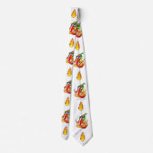 White Flame-Fighting Chili Character Pattern Stropdas (Achterkant)
