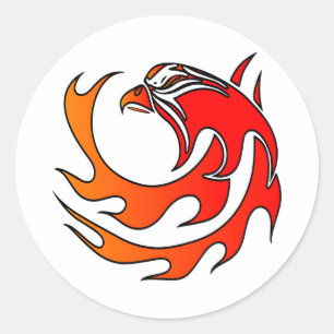White Flame Tribal Eagle Head Ronde Sticker