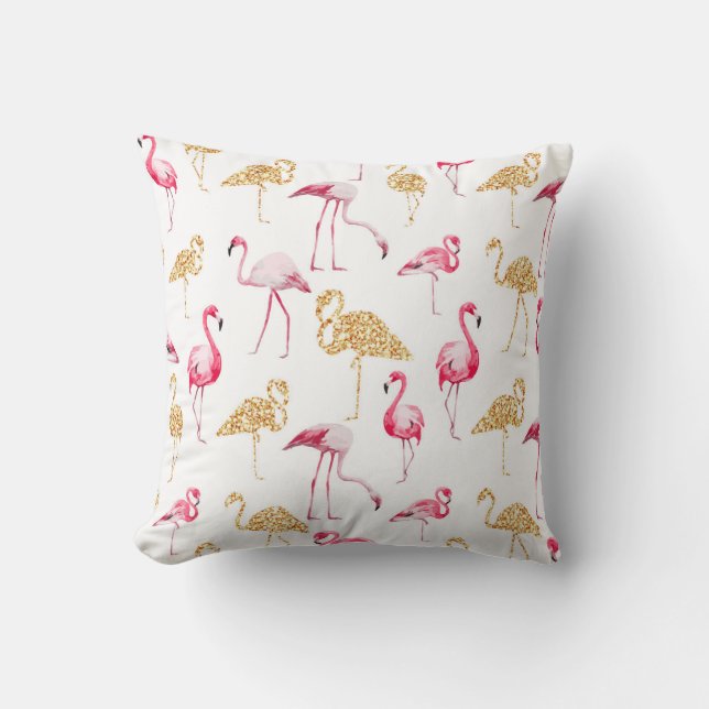 White Flamingo Print. Kussen (Voorkant)