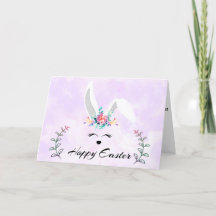 White Floppy-eared Bunny Hoppy Easter Folded Kaart