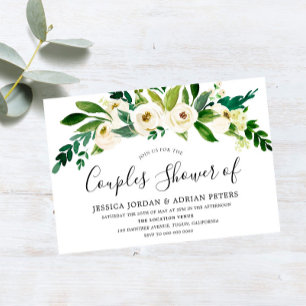 White Floral All Seasons Couples Shower Invitation Kaart