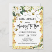 White Floral Bee Thème Baby shower Invitation (Devant)