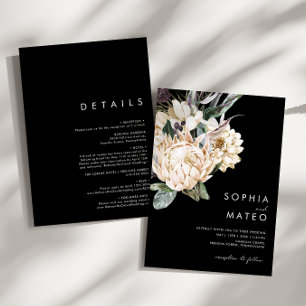 White Floral   Black All-in-One Weddenschap Kaart