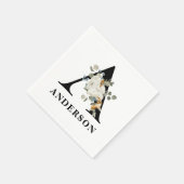 White Floral Black Monogram A Servet (Hoek)