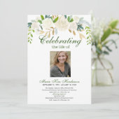 White Floral Boho Bouquet Memorial Kaart (Staand voorkant)