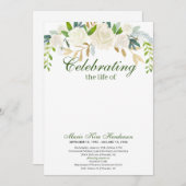 White Floral Boho Bouquet Memorial Kaart (Voorkant / Achterkant)