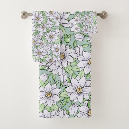 White Floral Bouquet Pattern-ontwerp Bad Handdoek (Insitu)