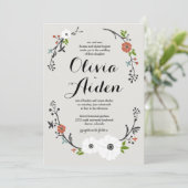 White Floral Branch Wreath | Weddenschap Kaart (Staand voorkant)