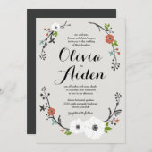 White Floral Branch Wreath | Weddenschap Kaart (Voorkant / Achterkant)