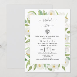 White Floral Bridal Tea Invitation Kaart