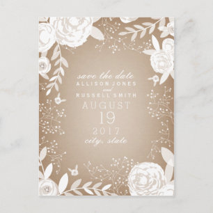 White Floral Cardstock geïnspireerd om de datum op Aankondigingskaart