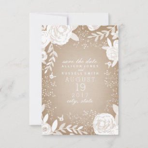 White Floral Cardstock geïnspireerd om de datum op Save The Date