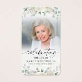 White Floral Cross Photo Prayer Card (Devant)
