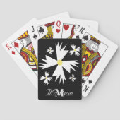 White Floral Daisy Geometrical Black Pokerkaarten (Achterkant)