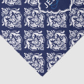 White Floral Damascus & Blue Background Tissuepapier (Detail)