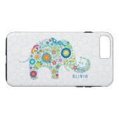 White Floral Damaskleurig Floral Elephant Case-Mate iPhone Case (Achterkant (Horizontaal))