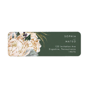 White Floral Donkergroen retouradres Etiket