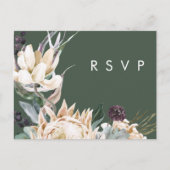 White Floral | Donkergroen RSVP-Briefkaart Briefkaart (Voorkant)