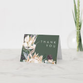 White Floral | Donkergroene dank Bedankkaart (Voorkant)