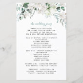 White Floral Dusty Blue Sage Green Wedding Program (Achterkant)