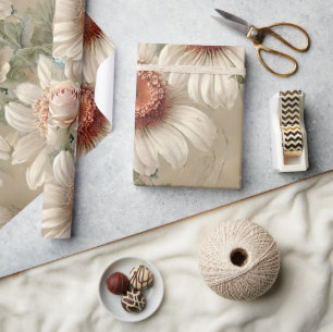 White Floral Elegant Daisies Cadeaupapier