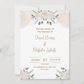 White Floral Élégant Mariage Invitation (Devant)
