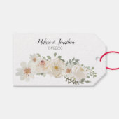 White Floral Elegant Romantic Wedding Gift Labels Cadeaulabel (Voorkant (Horizontaal))