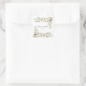 White Floral Elegant Romantic Wedding Vierkante Sticker (Tas)