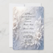 White Floral Flourish Verloving Uitnodiging (Voorkant)