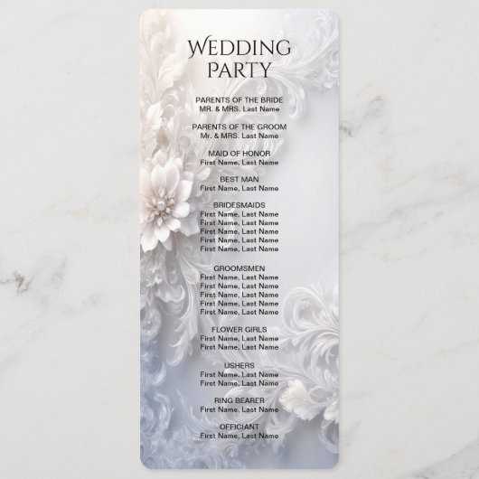 White Floral Flourish Wedding Programma (Achterkant)