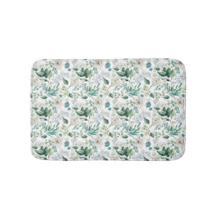 White Floral Flowers Greenery Eucalyptus Elegant Badmat