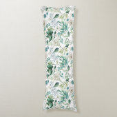 White Floral Flowers Greenery Eucalyptus Elegant Lichaamskussen (Voorkant Verticaal)