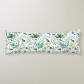 White Floral Flowers Greenery Eucalyptus Elegant Lichaamskussen (Voorkant)