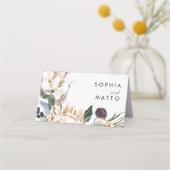 White Floral Folded Place Card (Achterkant)