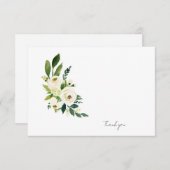 White Floral Funeral Bereavement Modern Bedankkaart (Voorkant / Achterkant)