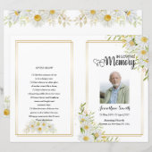 White floral Funeral Program sjabloon (Voorkant / Achterkant)