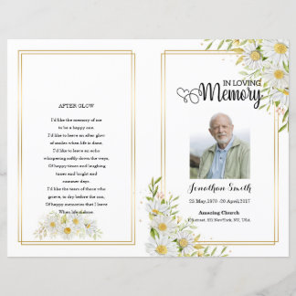 White floral Funeral Program sjabloon